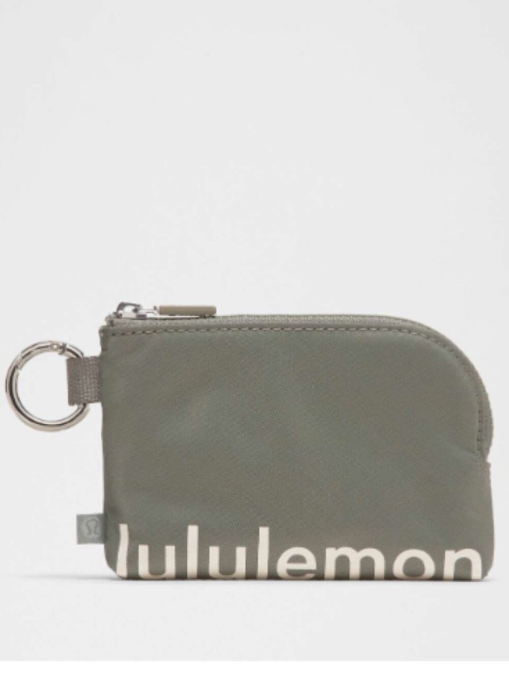 NEW Lululemon Clippable Card Pouch Grey Sage / Light Ivory Coin Purse Zipper